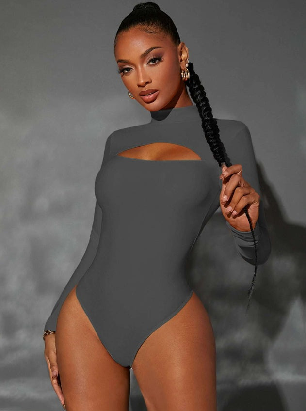 Mock Neck Cut Out Bodysuit