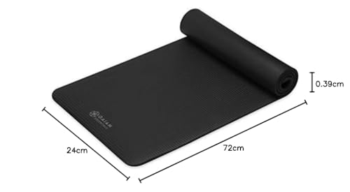 Gaiam Essentials Thick Yoga Mat Fitness & Exercise Mat with Easy-Cinch Yoga Mat Carrier Strap, 72"L x 24"W x 2/5 Inch Thick