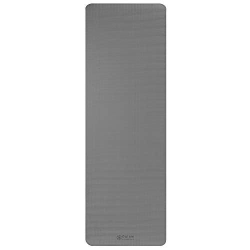 Gaiam Essentials Thick Yoga Mat Fitness & Exercise Mat with Easy-Cinch Yoga Mat Carrier Strap, 72"L x 24"W x 2/5 Inch Thick
