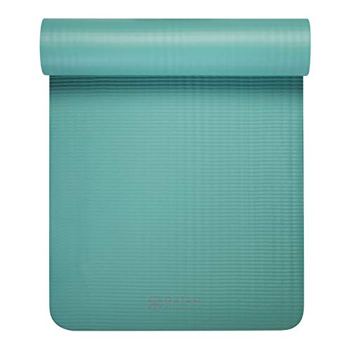 Gaiam Essentials Thick Yoga Mat Fitness & Exercise Mat with Easy-Cinch Yoga Mat Carrier Strap, 72"L x 24"W x 2/5 Inch Thick