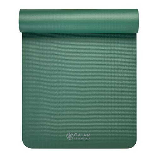 Gaiam Essentials Thick Yoga Mat Fitness & Exercise Mat with Easy-Cinch Yoga Mat Carrier Strap, 72"L x 24"W x 2/5 Inch Thick