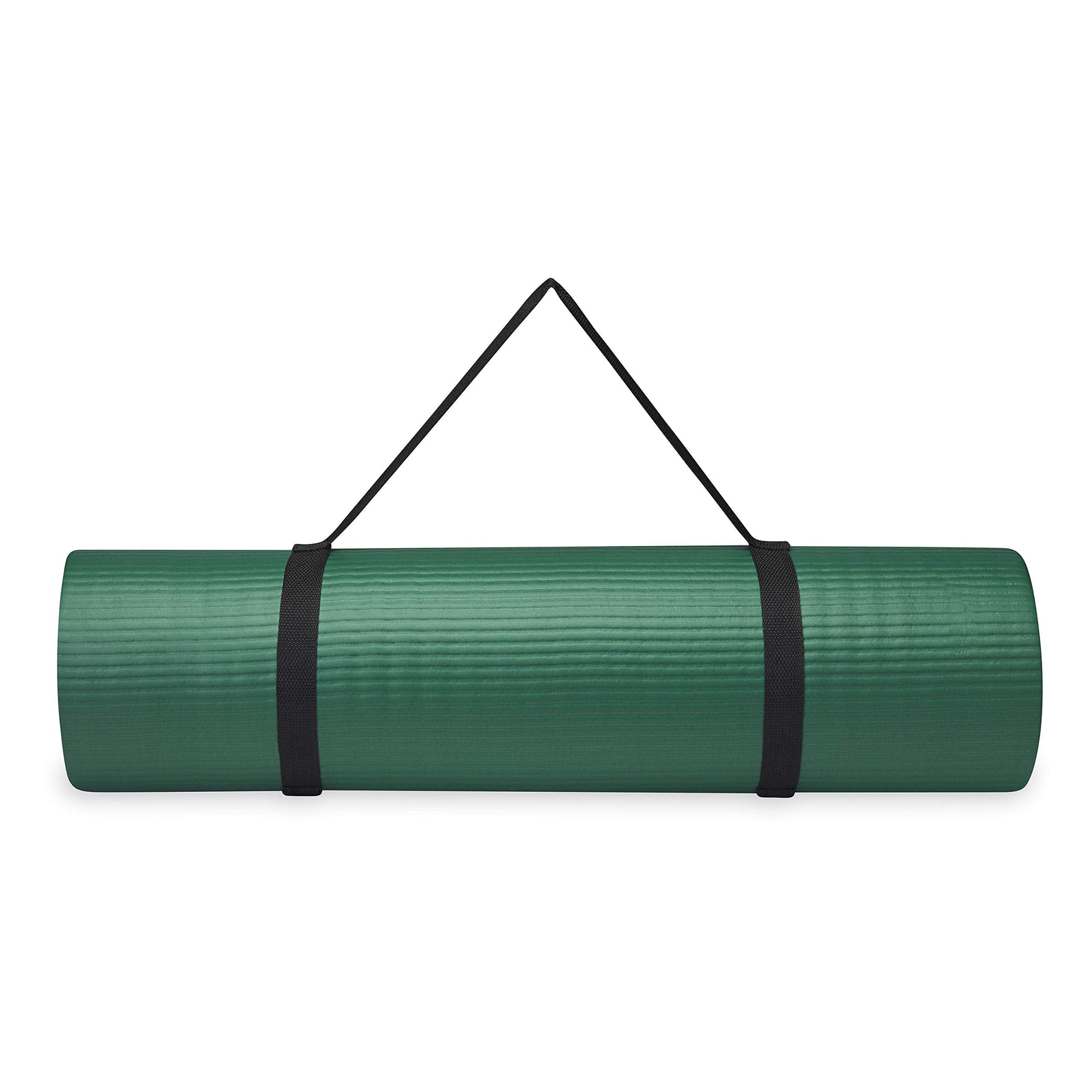 Gaiam Essentials Thick Yoga Mat Fitness & Exercise Mat with Easy-Cinch Yoga Mat Carrier Strap, 72"L x 24"W x 2/5 Inch Thick