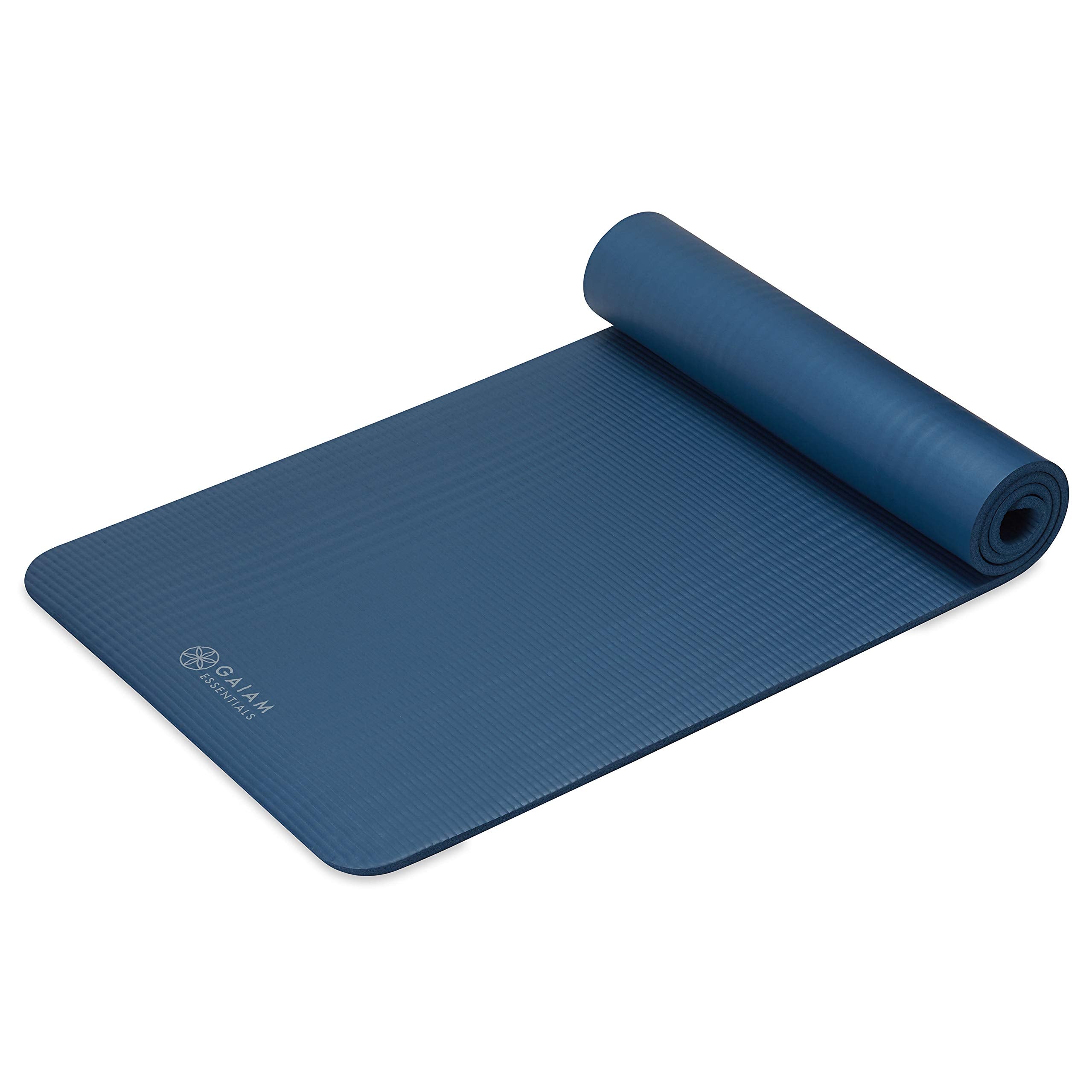 Gaiam Essentials Thick Yoga Mat Fitness & Exercise Mat with Easy-Cinch Yoga Mat Carrier Strap, 72"L x 24"W x 2/5 Inch Thick