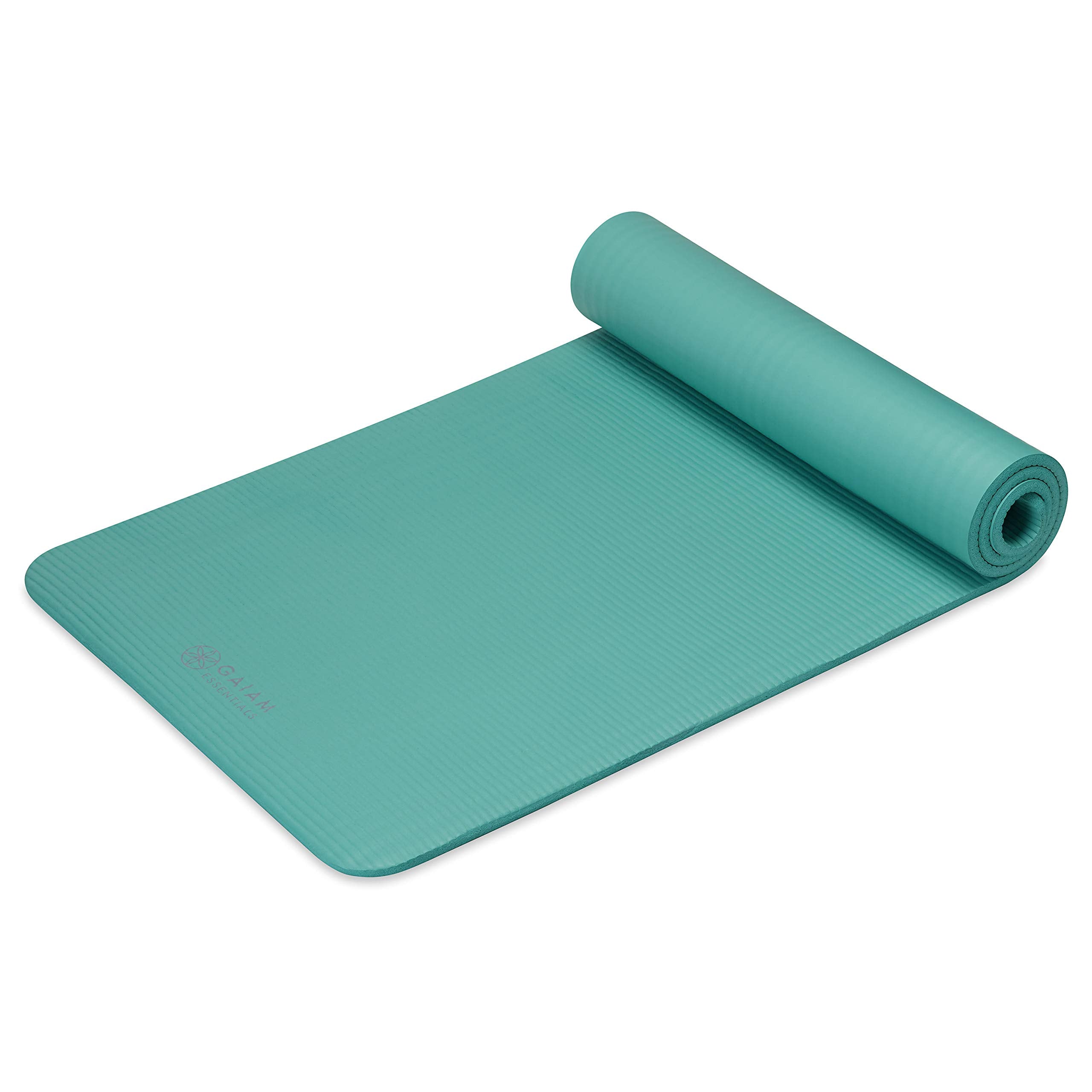 Gaiam Essentials Thick Yoga Mat Fitness & Exercise Mat with Easy-Cinch Yoga Mat Carrier Strap, 72"L x 24"W x 2/5 Inch Thick