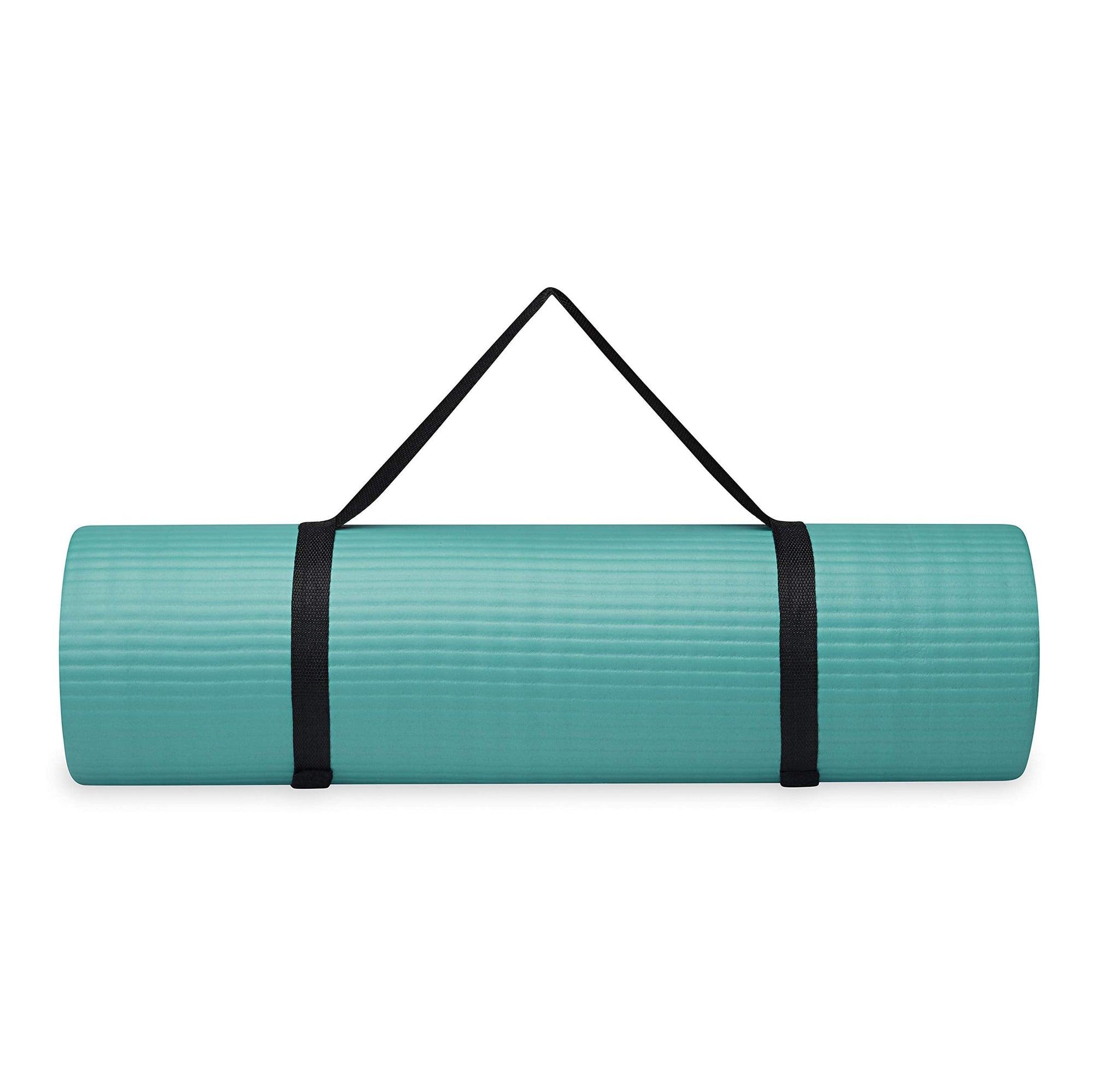 Gaiam Essentials Thick Yoga Mat Fitness & Exercise Mat with Easy-Cinch Yoga Mat Carrier Strap, 72"L x 24"W x 2/5 Inch Thick