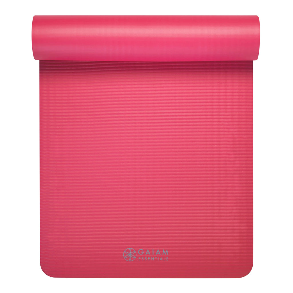 Gaiam Essentials Thick Yoga Mat Fitness & Exercise Mat with Easy-Cinch Yoga Mat Carrier Strap, 72"L x 24"W x 2/5 Inch Thick