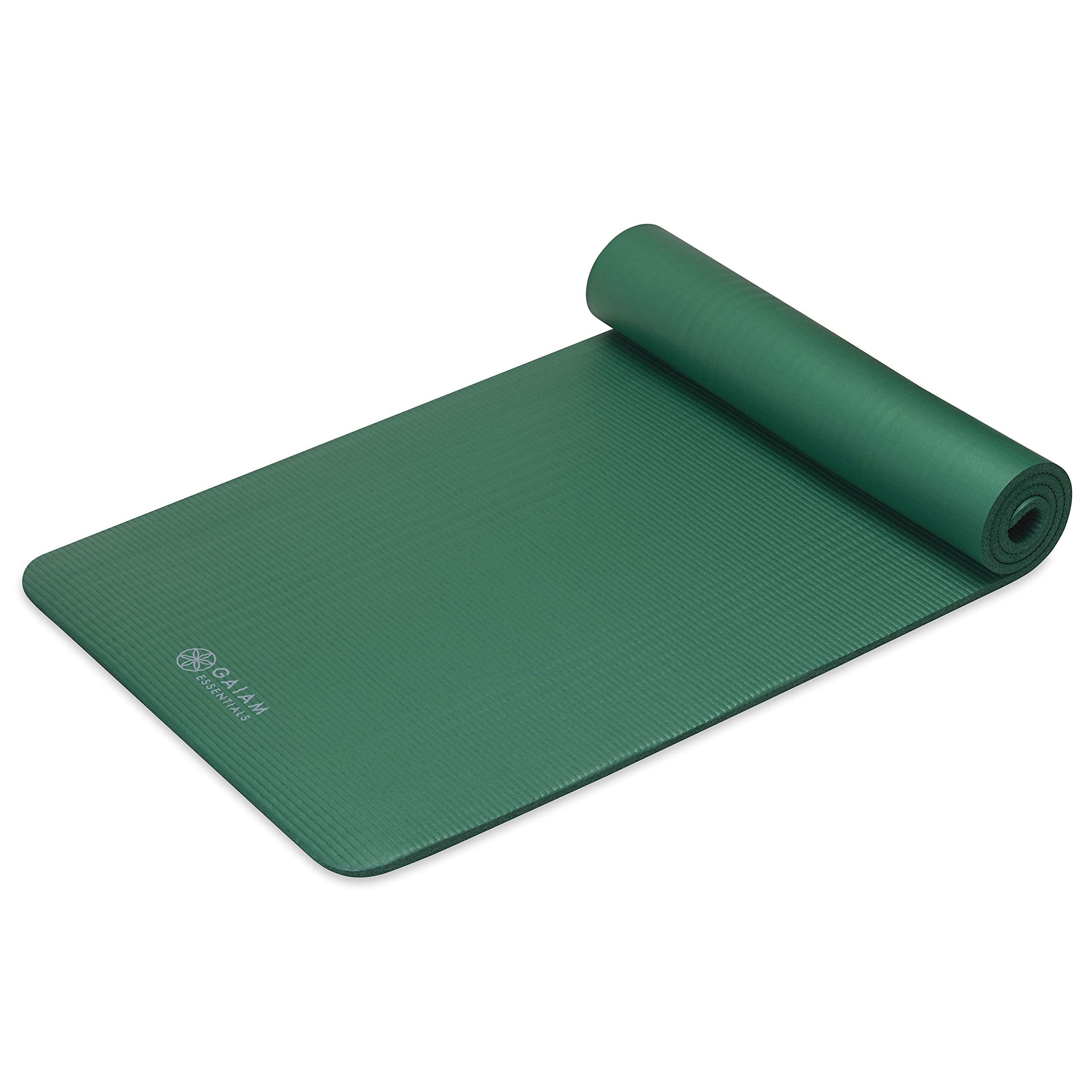 Gaiam Essentials Thick Yoga Mat Fitness & Exercise Mat with Easy-Cinch Yoga Mat Carrier Strap, 72"L x 24"W x 2/5 Inch Thick