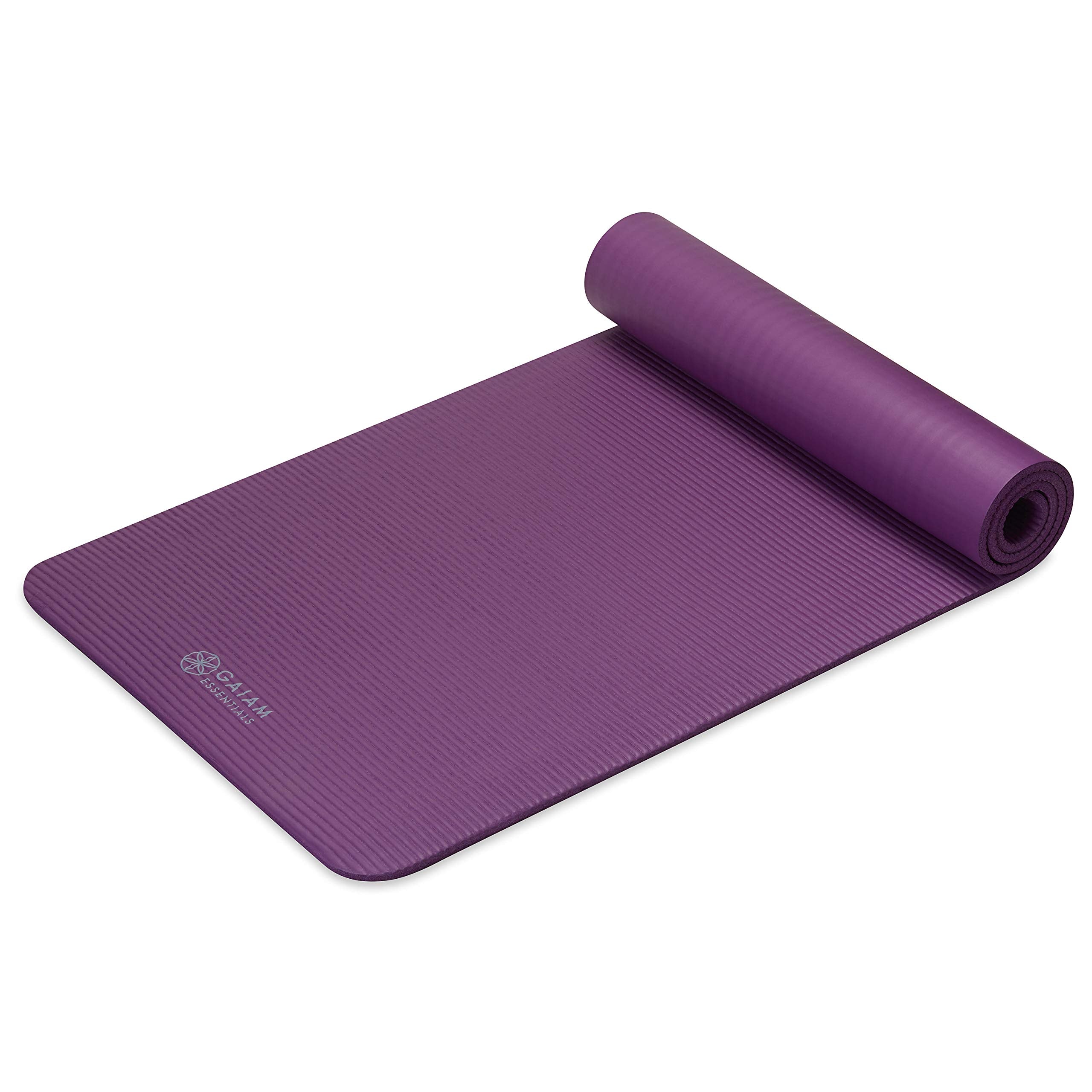 Gaiam Essentials Thick Yoga Mat Fitness & Exercise Mat with Easy-Cinch Yoga Mat Carrier Strap, 72"L x 24"W x 2/5 Inch Thick
