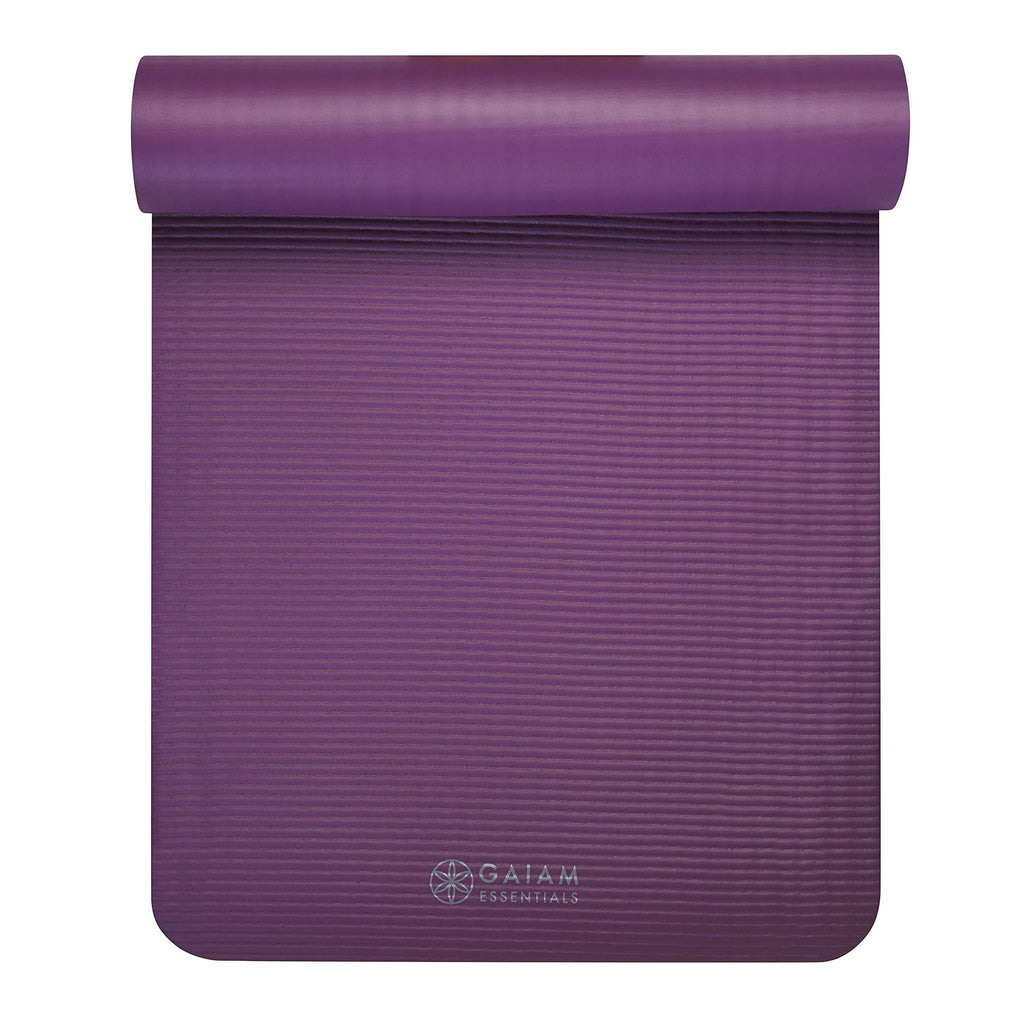 Gaiam Essentials Thick Yoga Mat Fitness & Exercise Mat with Easy-Cinch Yoga Mat Carrier Strap, 72"L x 24"W x 2/5 Inch Thick