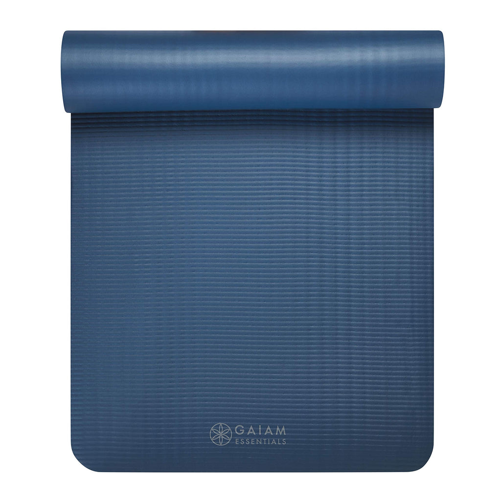 Gaiam Essentials Thick Yoga Mat Fitness & Exercise Mat with Easy-Cinch Yoga Mat Carrier Strap, 72"L x 24"W x 2/5 Inch Thick