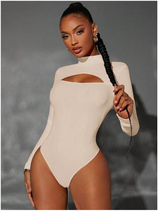 Mock Neck Cut Out Bodysuit