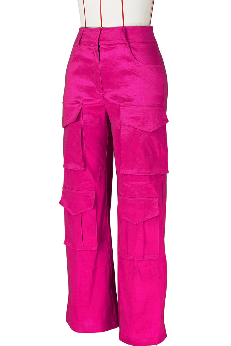 Cargo Casual High Waist Straight Leg Pants