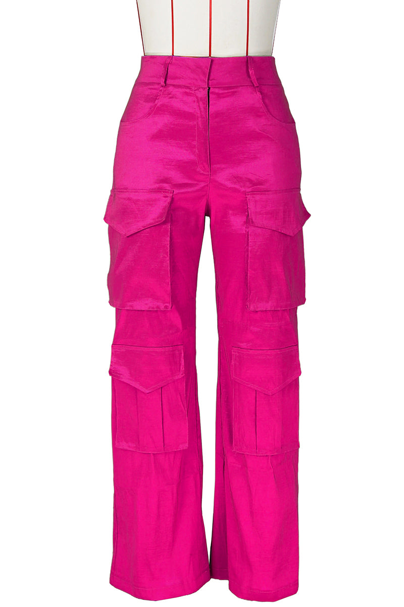 Cargo Casual High Waist Straight Leg Pants