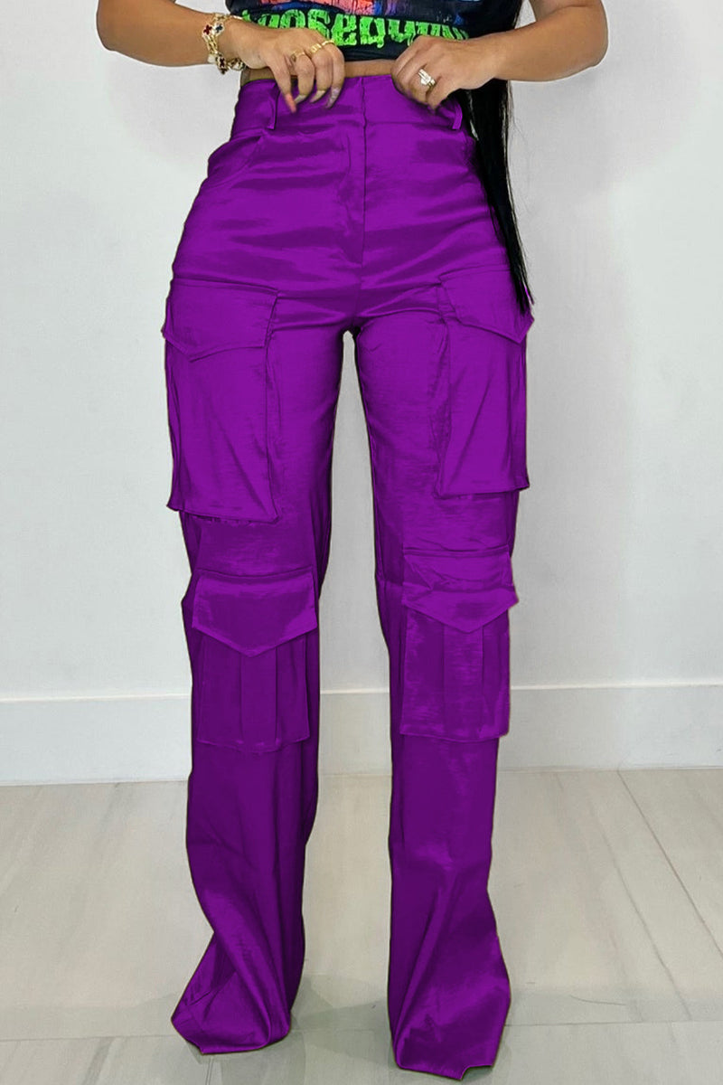Cargo Casual High Waist Straight Leg Pants