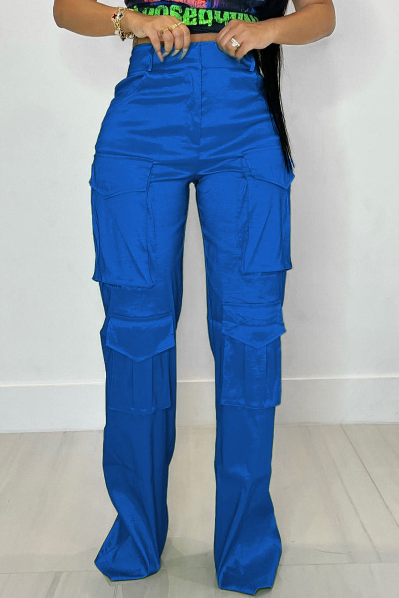 Cargo Casual High Waist Straight Leg Pants