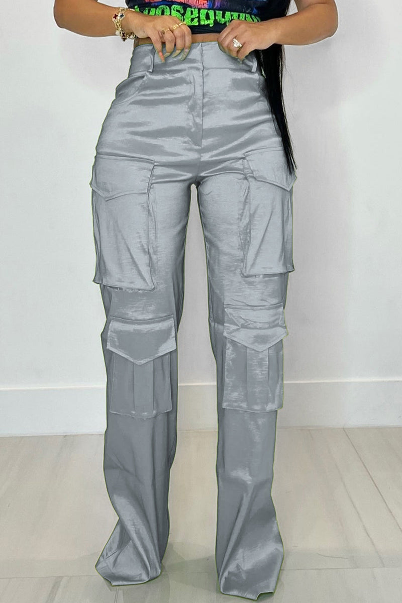 Cargo Casual High Waist Straight Leg Pants