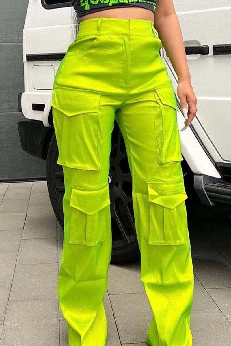 Cargo Casual High Waist Straight Leg Pants
