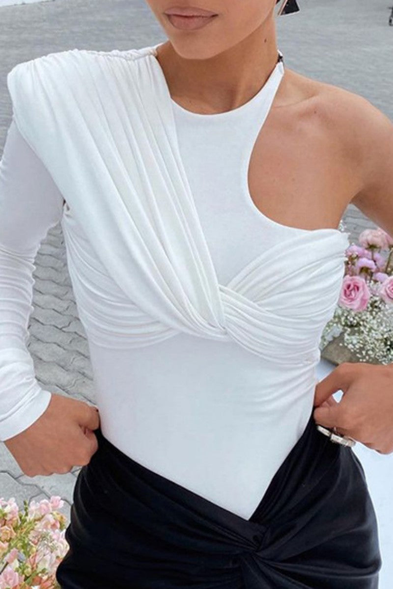 White Casual Solid Backless O Neck Skinny Romper