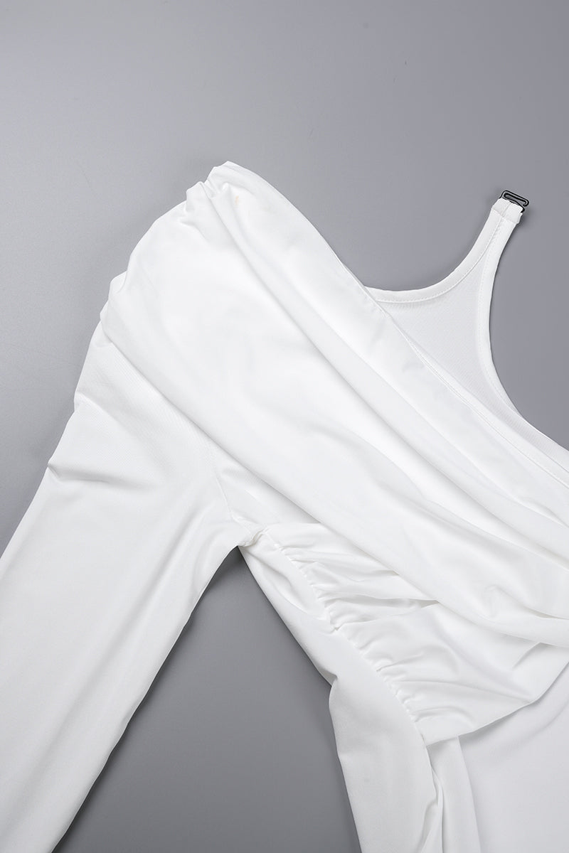 White Casual Solid Backless O Neck Skinny Romper