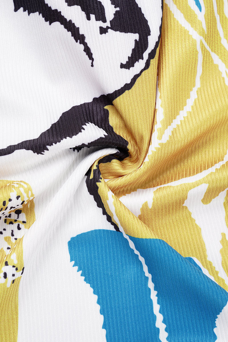 Casual Print Patchwork Turndown Collar Short Sleeve Two Pieces