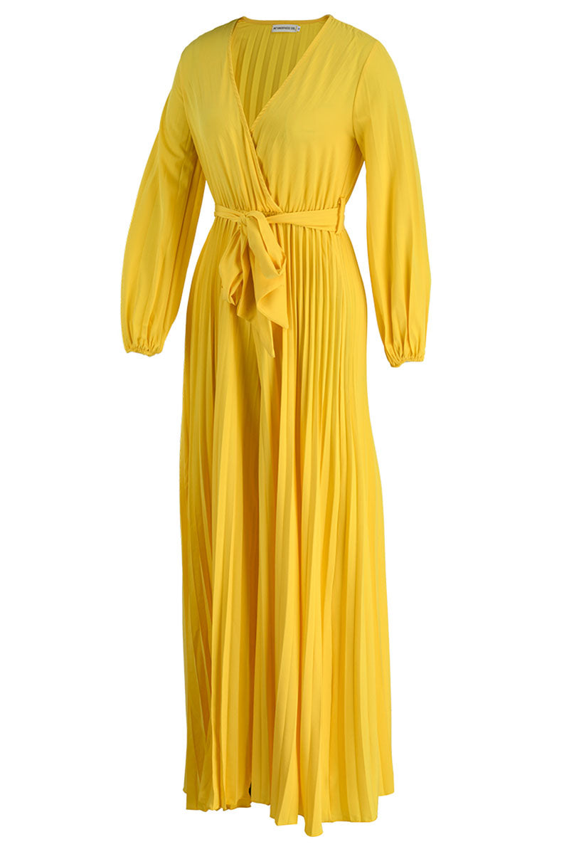 Casual Solid Frenulum Pleated V Neck Plus Size Jumpsuits