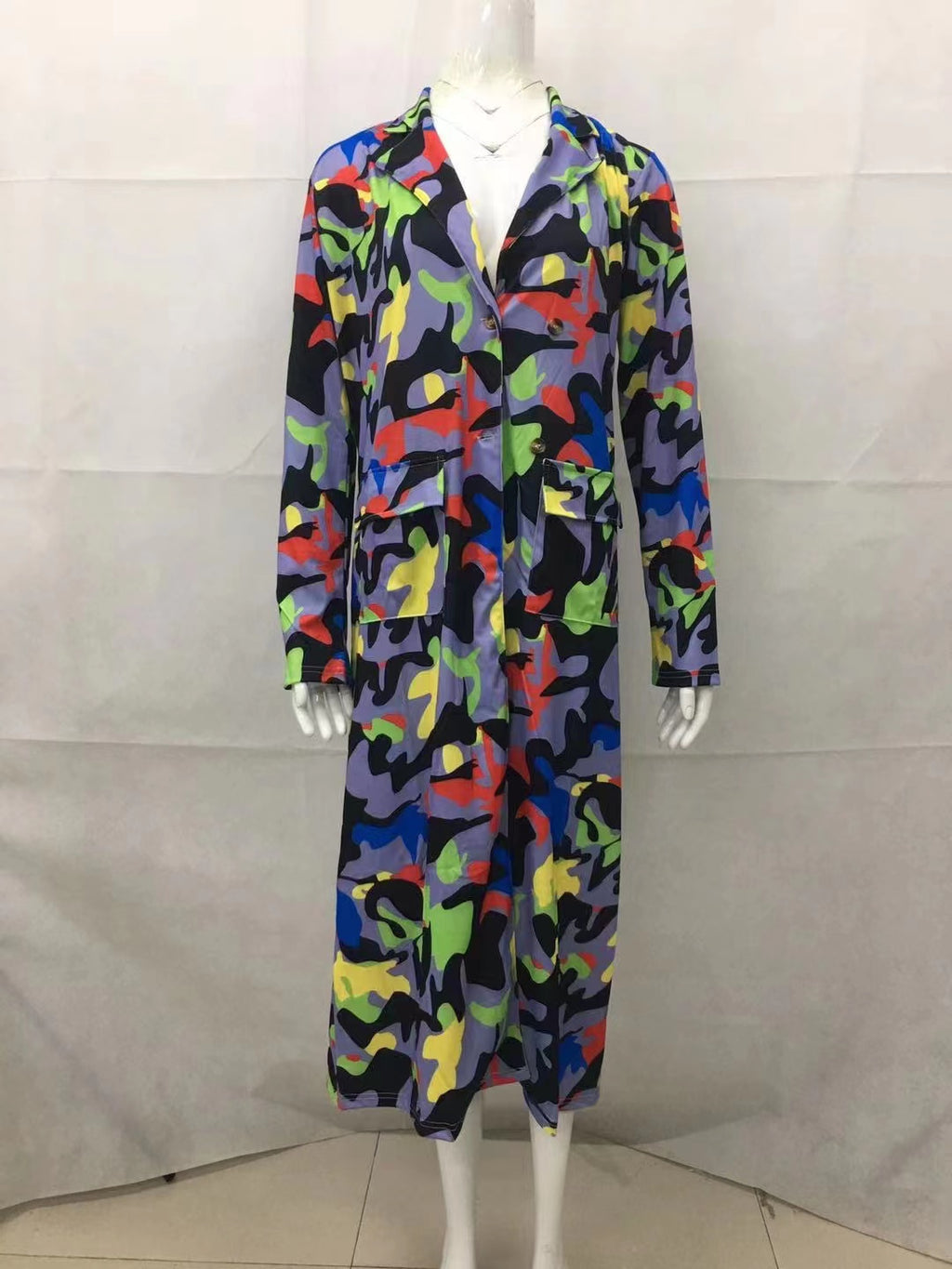 Multi-color Casual Color Block Patchwork Pocket Buckle Cardigan Collar Outerwear