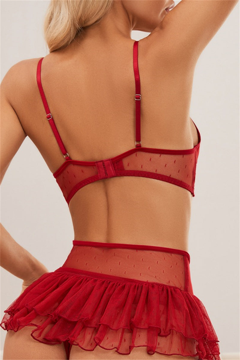 White Sexy Solid Color Lace Up See-Through Backless Patchwork Lingerie
