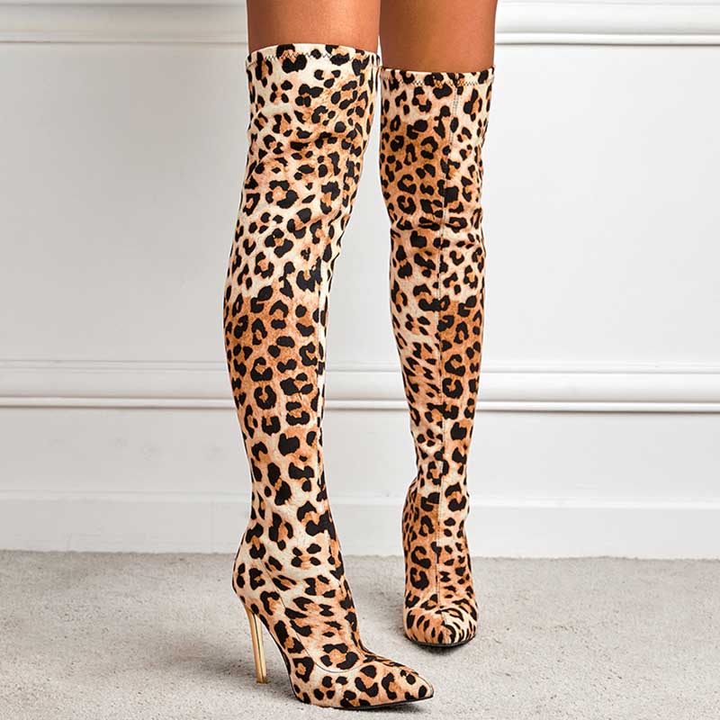 Leopard Print Casual Daily Leopard Pointed Shoes (Heel Height 4.33in)