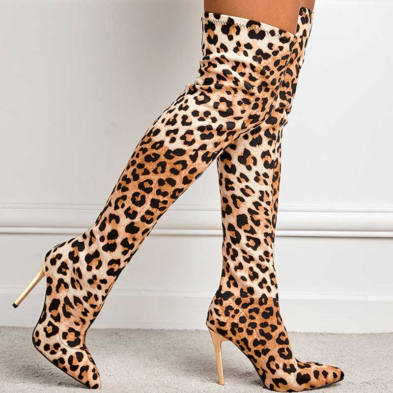 Leopard Print Casual Daily Leopard Pointed Shoes (Heel Height 4.33in)