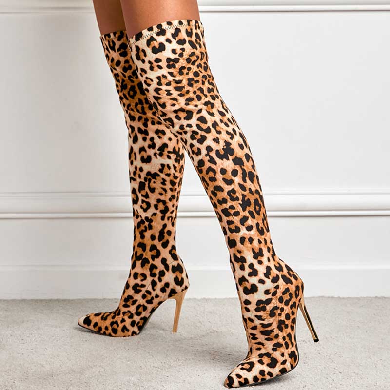 Leopard Print Casual Daily Leopard Pointed Shoes (Heel Height 4.33in)