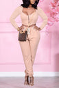 Sexy Solid Square Collar Long Sleeve Two Pieces Outfit