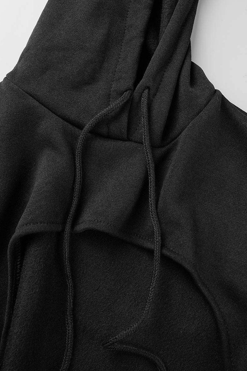 Casual Hooded Collar Long Sleeve Tank Tops Cover Up Hooded Collar Long Sleeve Crop Sweatshirt And Draw String Pocket Pants Three Pieces Sweatsuit Sets