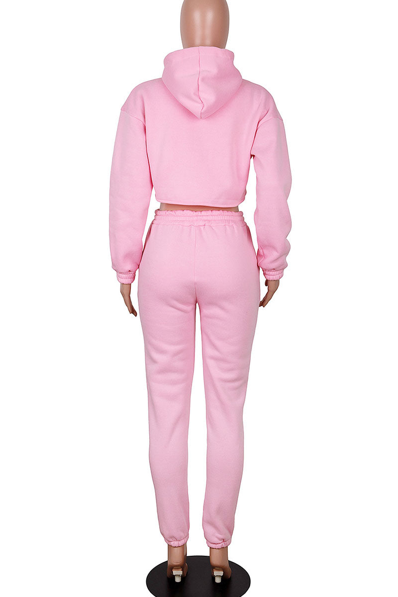 Casual Hooded Collar Long Sleeve Tank Tops Cover Up Hooded Collar Long Sleeve Crop Sweatshirt And Draw String Pocket Pants Three Pieces Sweatsuit Sets