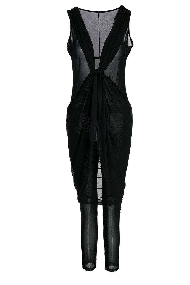 Black Sexy Solid Patchwork Fold Asymmetrical V Neck Regular Jumpsuits