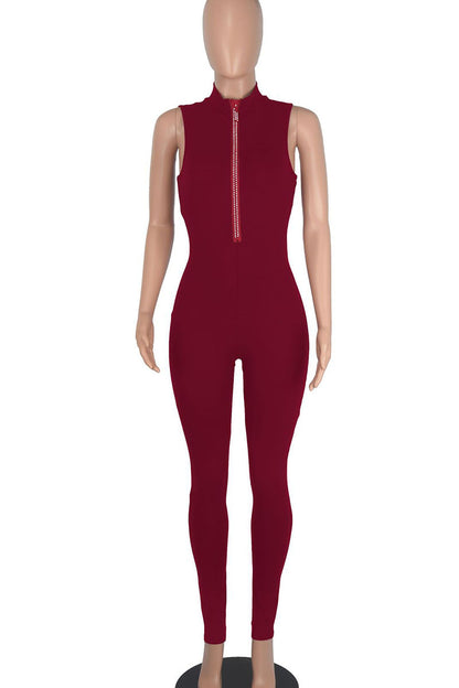 Black Casual Solid Patchwork Hot Drill O Neck Regular Jumpsuits