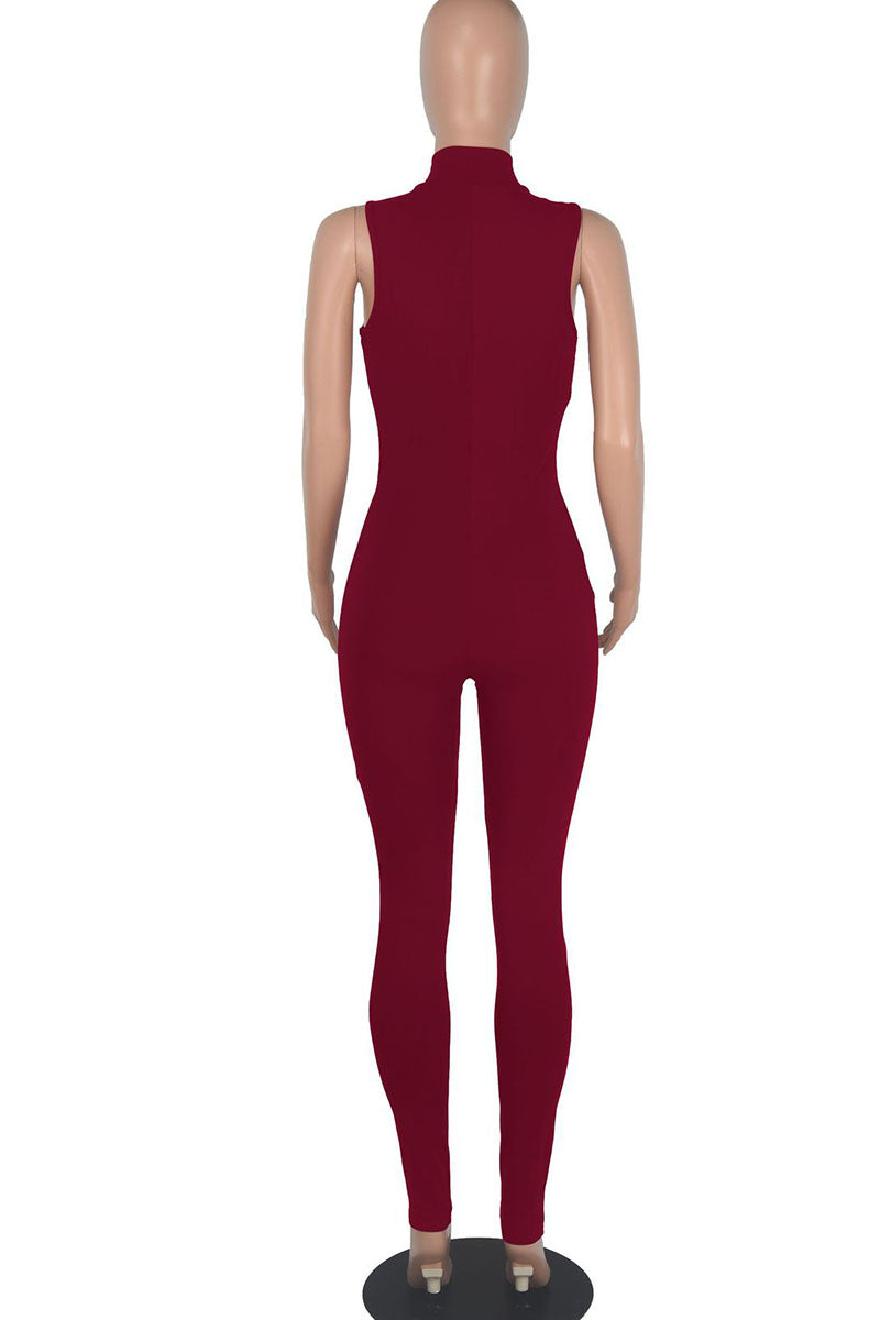 Black Casual Solid Patchwork Hot Drill O Neck Regular Jumpsuits