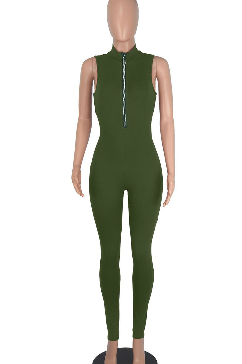 Black Casual Solid Patchwork Hot Drill O Neck Regular Jumpsuits