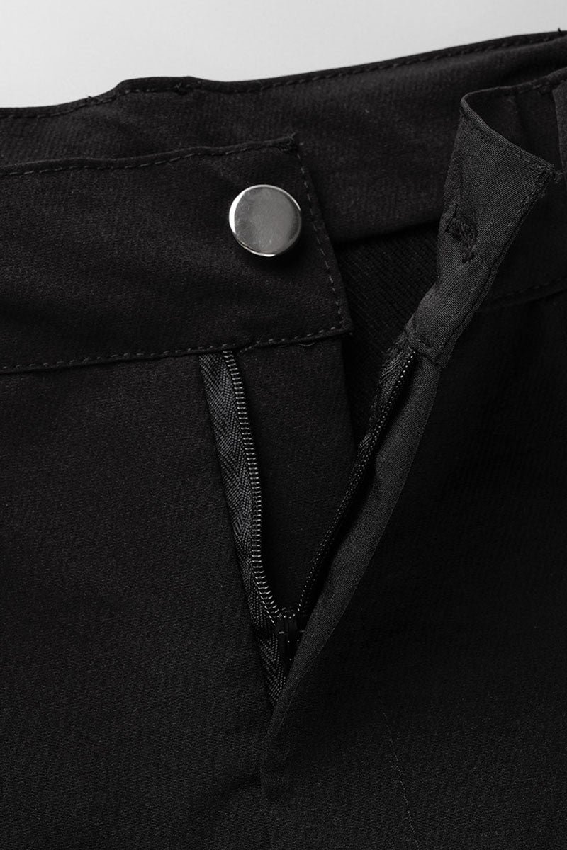 Black Fashion Casual Solid Bandage Regular High Waist Speaker Trousers