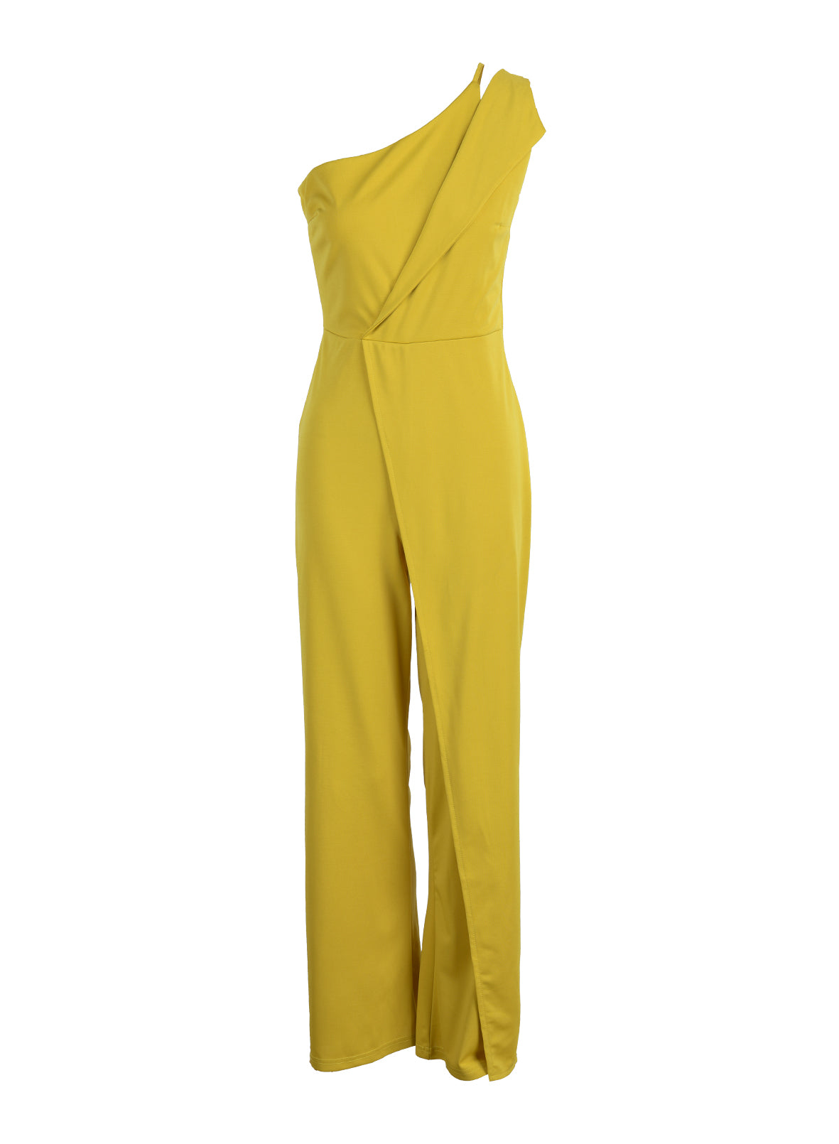 Fashion Casual Solid Patchwork Asymmetrical Collar Straight Jumpsuits