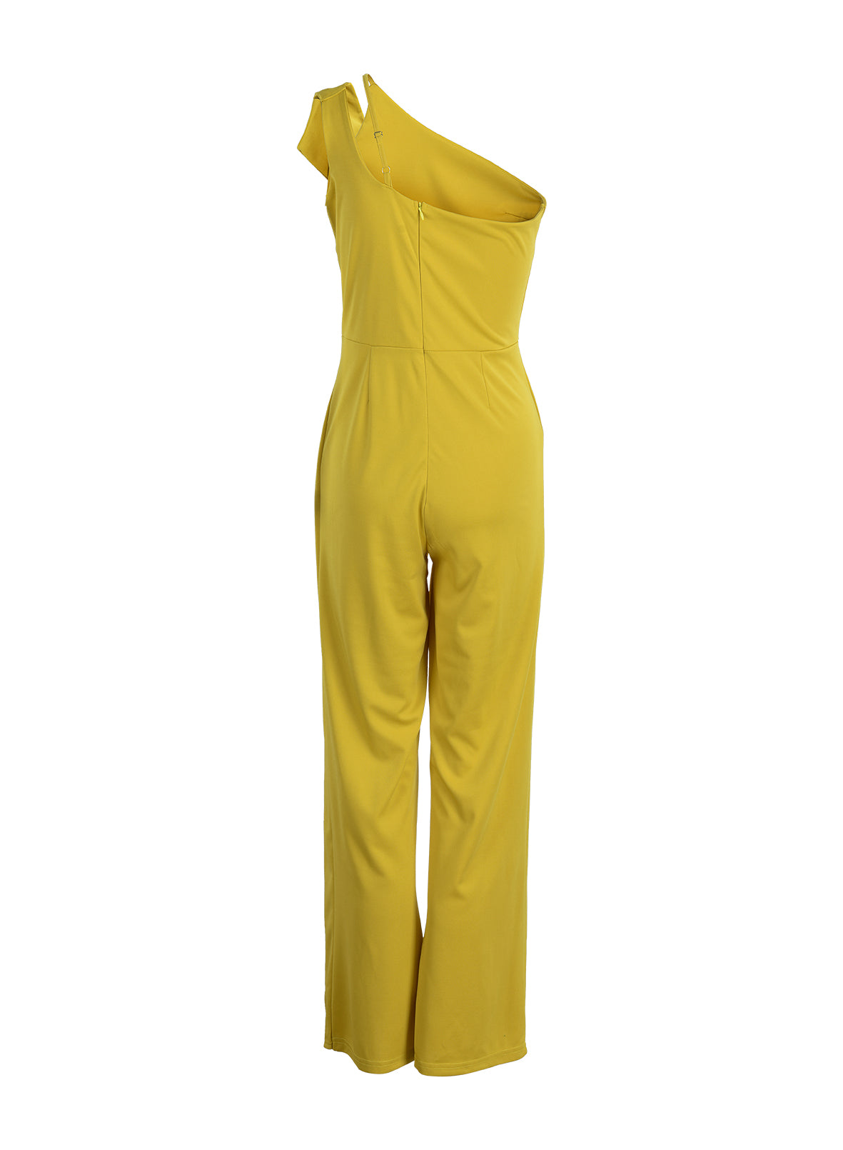 Fashion Casual Solid Patchwork Asymmetrical Collar Straight Jumpsuits