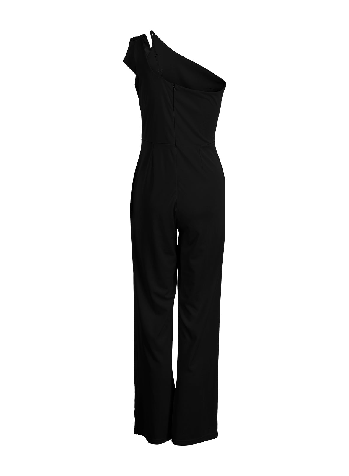 Fashion Casual Solid Patchwork Asymmetrical Collar Straight Jumpsuits