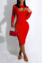 Sexy Solid Patchwork Pencil Skirt Dresses