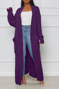 Cardigan Collar Long Sleeve Longline Knitted Sweater Jackets