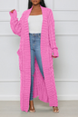 Cardigan Collar Long Sleeve Longline Knitted Sweater Jackets