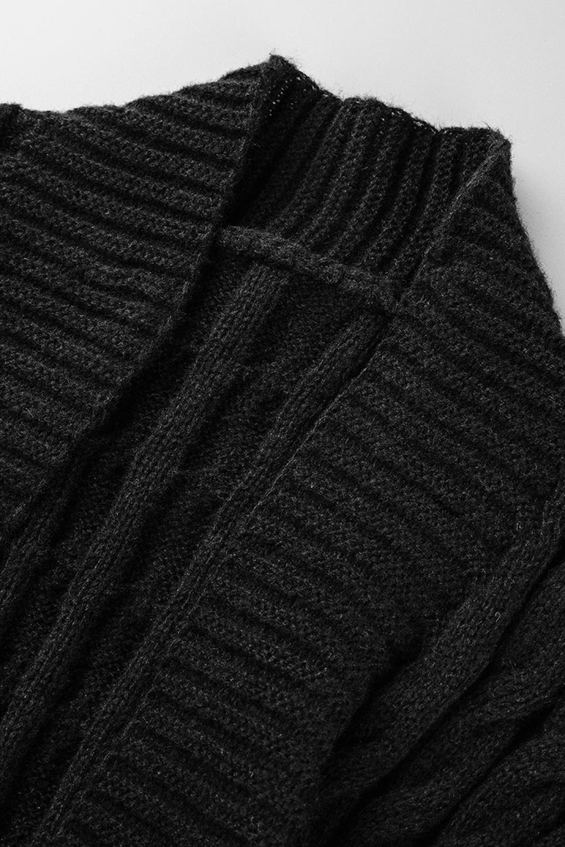 Cardigan Collar Long Sleeve Longline Knitted Sweater Jackets