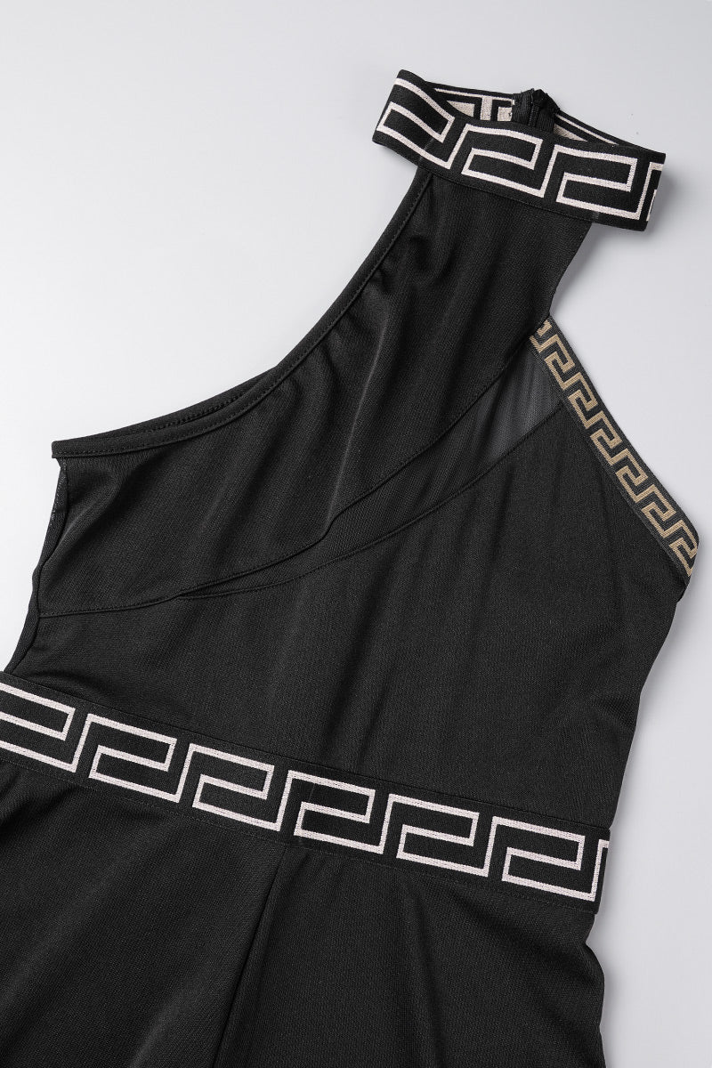 Fashion Casual Solid Patchwork Asymmetrical Collar Straight Jumpsuits