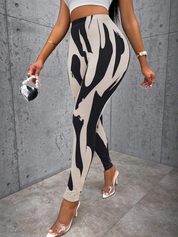 Graphic Print High Waist Leggings