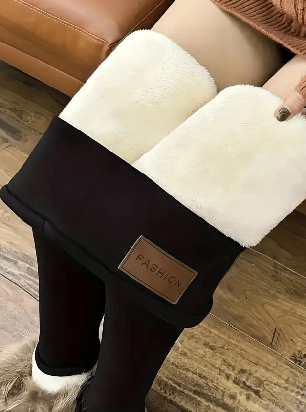Fleece-Lined Sports Leggings With Textured Detail