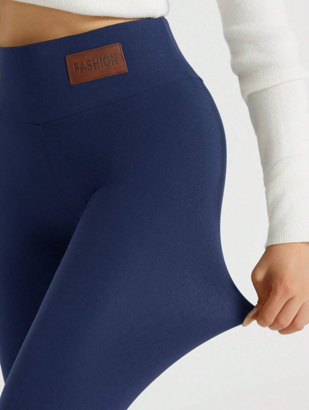 Fleece-Lined Sports Leggings With Textured Detail