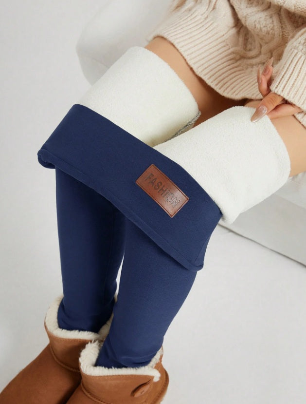 Fleece-Lined Sports Leggings With Textured Detail